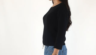 Uniqlo Black ribbed jumper with 3/4 sleeves size XS (best fits size 6)