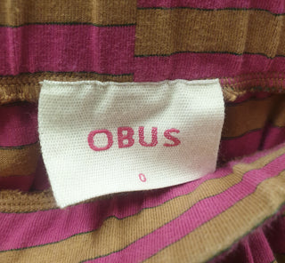 Obus pink and mustard striped comfy pants size 0, best fits size 6