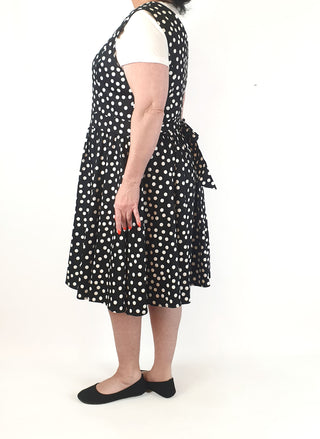 Grand Diva black polka dot fit and flare sleeveless dress size 18