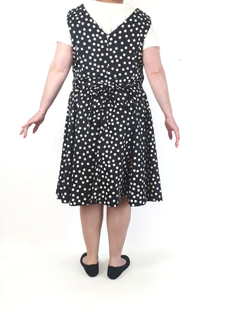 Grand Diva black polka dot fit and flare sleeveless dress size 18