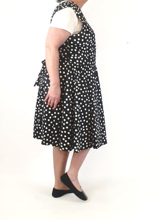 Grand Diva black polka dot fit and flare sleeveless dress size 18