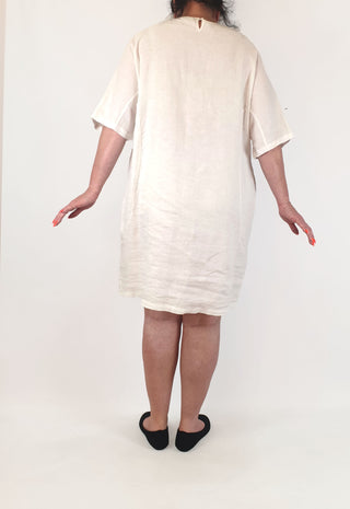 Elk white 100% linen dress size 18