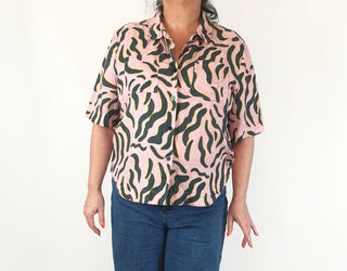 Gorman pink and black print shirt size 16