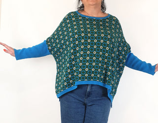 Lazybones blue and green cotton knit jumper size XL/XXL Lazybones preloved second hand clothes 2