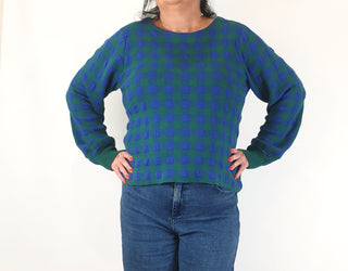 Elk blue and green cotton mix oversize jumper size L/XL