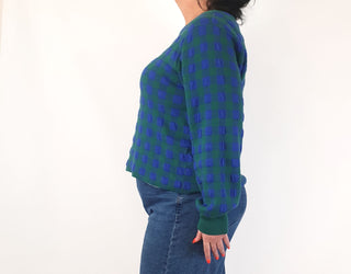 Elk blue and green cotton mix oversize jumper size L/XL