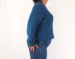 Elk blue and green cotton mix oversize jumper size L/XL