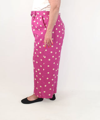 Princess Highway pink polka dot print wide leg pants size 18