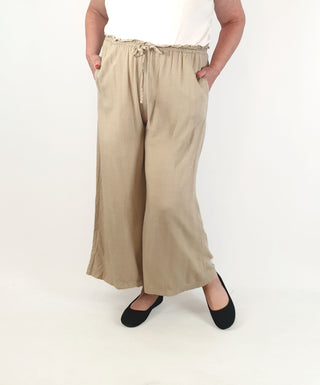 Miracle neutral beige wide leg pants size 16