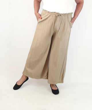 Miracle neutral beige wide leg pants size 16