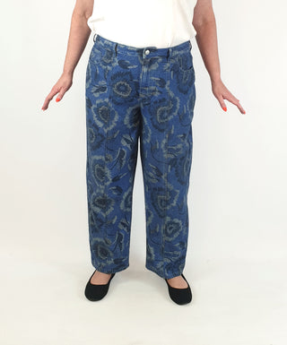 Gorman floral denim wide leg pants size 18