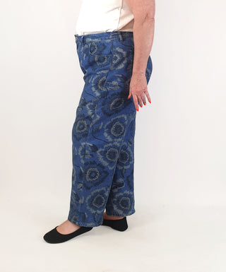 Gorman floral denim wide leg pants size 18