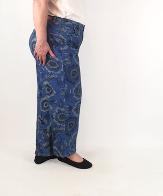 Gorman floral denim wide leg pants size 18