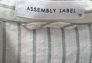 Assembly Label white and grey striped oversize linen dress size 10