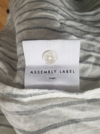 Assembly Label white and grey striped oversize linen dress size 10