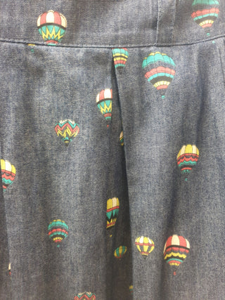 Made590 denim skirt with cute hot air balloon print size S