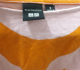 Marimekko + Uniqlo pink and orange print top size S