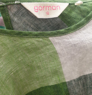 Gorman green check print linen long sleeve top size 10 (from 2023)