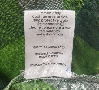 Gorman green check print linen long sleeve top size 10 (from 2023)