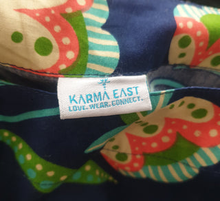 Karma East blue print cotton long sleeve top size S