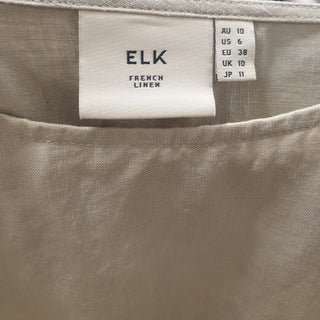 Elk neutral light grey 100% linen long sleeve top size 10