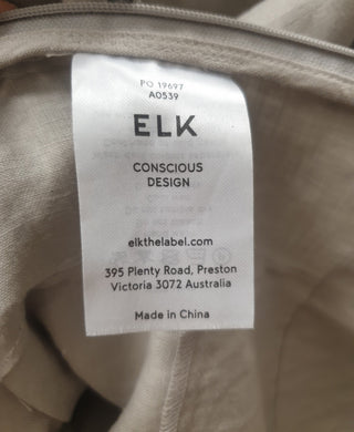 Elk neutral light grey 100% linen long sleeve top size 10