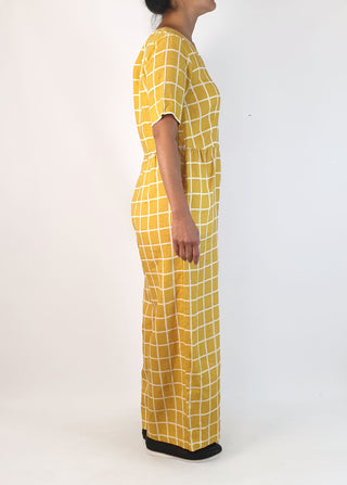 Elk mustard check linen jumpsuit size 10 (as new with tags) – Dear