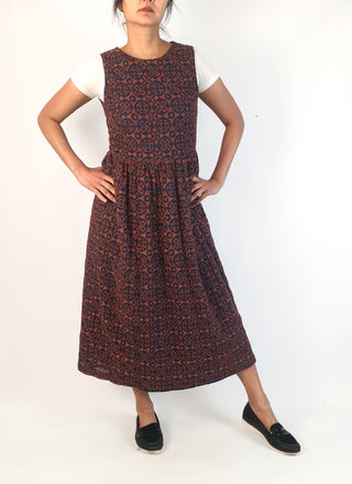 Gorman fit and flare navy and brown embroydered dress size 10 Gorman preloved second hand clothes 3