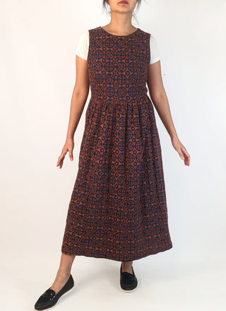 Gorman fit and flare navy and brown embroydered dress size 10 Gorman preloved second hand clothes 1