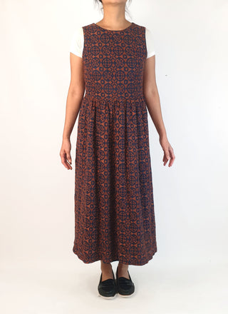 Gorman fit and flare navy and brown embroydered dress size 10 Gorman preloved second hand clothes 4