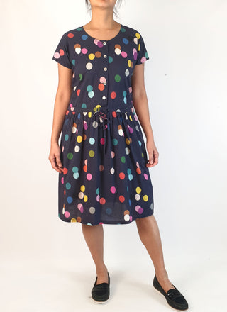 Doops navy polka dot print dress size S