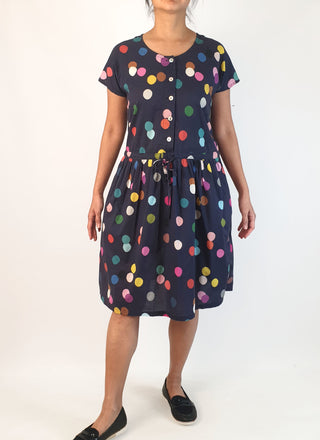 Doops navy polka dot print dress size S