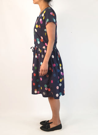 Doops navy polka dot print dress size S