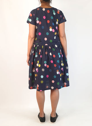 Doops navy polka dot print dress size S