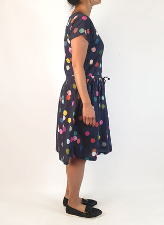 Doops navy polka dot print dress size S