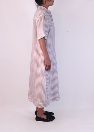 Assembly Label white and grey striped oversize linen dress size 10