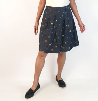 Made590 denim skirt with cute hot air balloon print size S