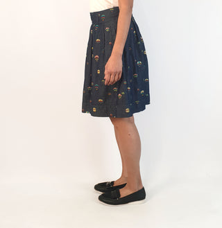 Made590 denim skirt with cute hot air balloon print size S