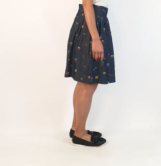 Made590 denim skirt with cute hot air balloon print size S