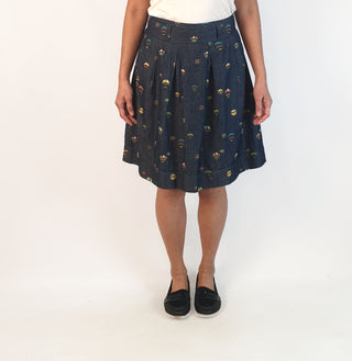 Made590 denim skirt with cute hot air balloon print size S