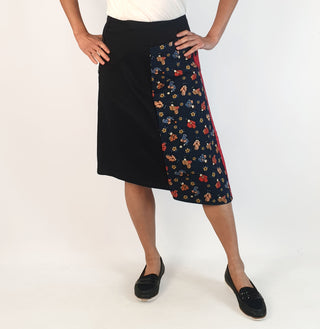 Maiocchi black asymmetrical skirt with reversible panel size 10