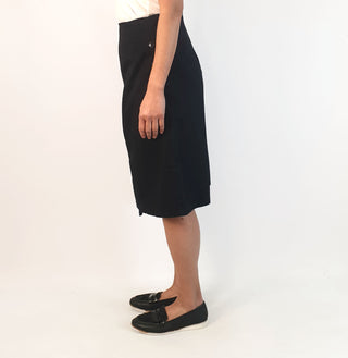 Maiocchi black asymmetrical skirt with reversible panel size 10