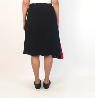 Maiocchi black asymmetrical skirt with reversible panel size 10