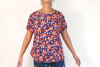 Mister Zimi blue - based floral top size 10 Mister Zimi preloved second hand clothes 2