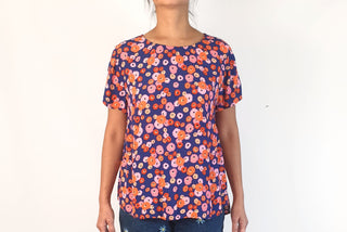 Mister Zimi blue - based floral top size 10 Mister Zimi preloved second hand clothes 1