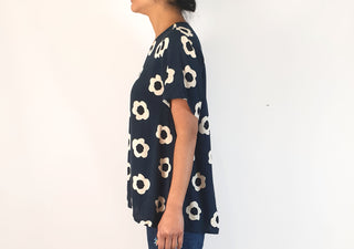 Mister Zimi navy top with white flower print size 10