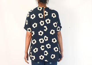 Mister Zimi navy top with white flower print size 10