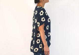 Mister Zimi navy top with white flower print size 10