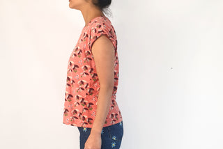 Leonard St pink top with cute flower print size 10