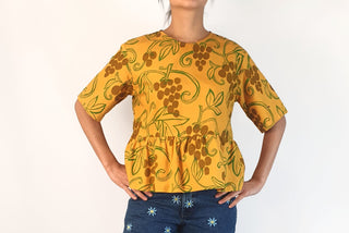 Togetherness Design mustard and grape print top size S Togetherness Design preloved second hand clothes 2